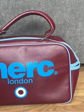 Merc London Maroon and Light Blue bowling style Bag